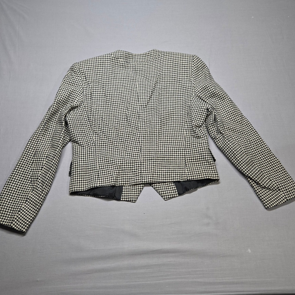 Vintage JOAN & DAVID Houndstooth Cropped Blazer 100% Lambswool Made in Italy - Picture 2 of 15